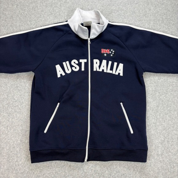 Australia Track Jacket Mens L Navy Blue Cadet Collar Raglan Sleeve Full Zip - Picture 2 of 8
